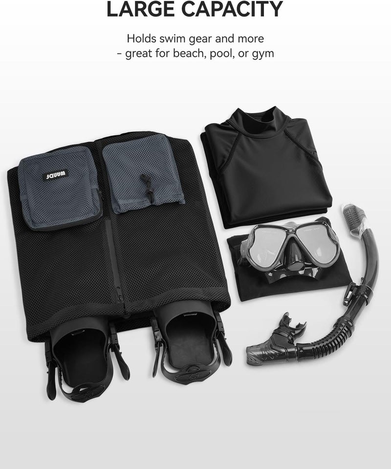 WANDF Swim Bag Mesh Drawstring Backpack with Wet Pocket Beach Bag for Swimming Pool Gym Workout Men and Women - Image 3